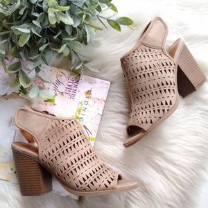 INDIGO RD perforated open toe cutout taupe booties